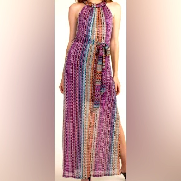 Trina Turk Speakeasy Multicolor Maxi Sleeveless Halter Dress - Picture 2 of 10
